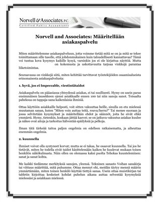 Norvell and Associates: Maaritellan asiakaspalvelu