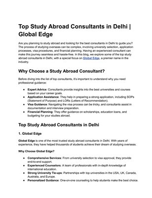 Leading Study Abroad Experts in Delhi | Global Edge