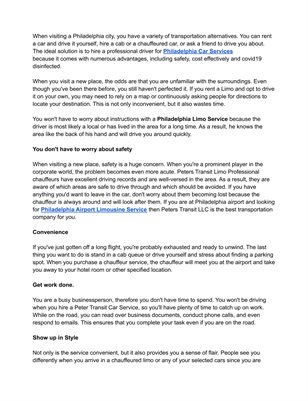 Great Benefits of Getting A Professional Philadelphia Car Service