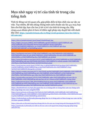 Mẹo nhớ ngay vị trí của tính từ trong câu tiếng Anh