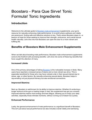 Boostaro - Para Que Sirve! Tonic Formula! Tonic Ingredients