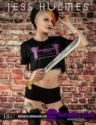 Jess Hulme - Sexy Busty Punk with Mohawk British Babe with Tattoos & Knife Unleashes Her Bad Girl Wearing Our Shirt