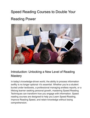 Speed Reading Courses to Double Your Reading Power