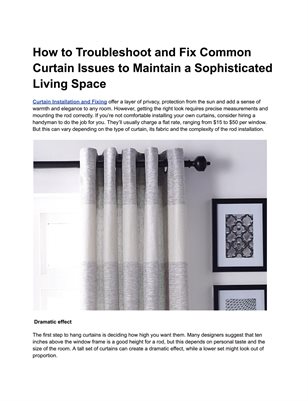 How to Troubleshoot and Fix Common Curtain Issues to Maintain a Sophisticated Living Space