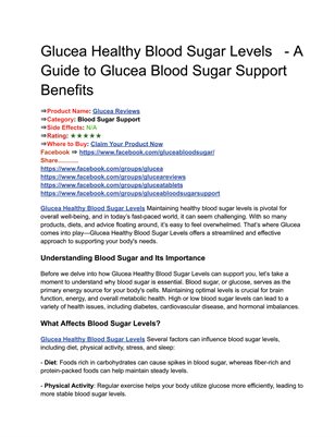 Glucea Diet Supplement   - A Natural Approach to Blood Sugar Control