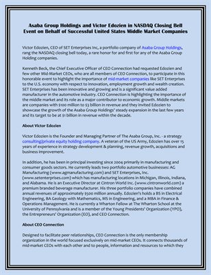 Asaba Group Holdings and Victor Edozien in NASDAQ Closing Bell Event