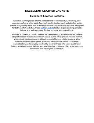 Excellent Leather jackets