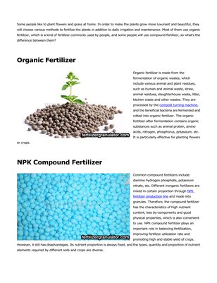 Difference and connection between organic fertilizer and compound fertilizer