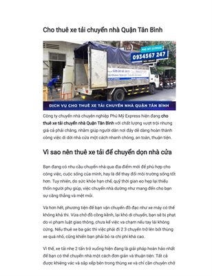 Cho thuê xe tải chuyển nhà quận Tân Bình