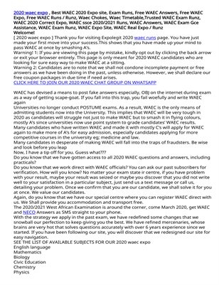 WAEC Runz 2021 / WAEC Expo 2021 & WAEC Questions & Answers 2021