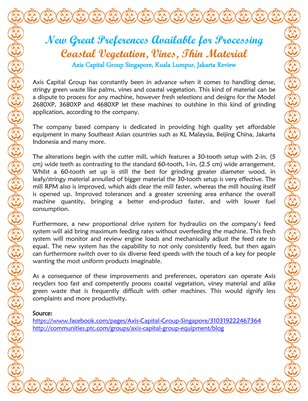 New Great Preferences Available for Processing Coastal Vegetation, Vines, Thin Material