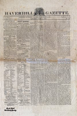 PAGES 1-2 OF JUNE 1ST, 1822, HAVERHILL-GAZETTE, MASS. NEWSPAPER