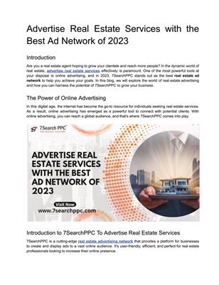 Advertise Real Estate Services with the Best Ad Network of 2023