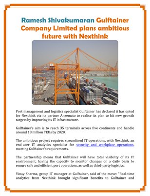 Ramesh Shivakumaran Gulftainer Company Limited plans ambitious future with Nexthink