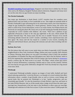 Gay Destinations Outside SE Asia