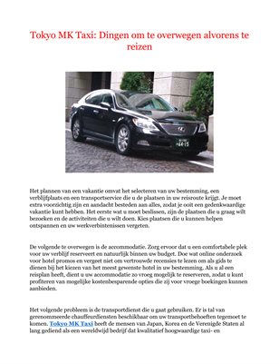 Tokyo MK Taxi: Dingen om te overwegen alvorens te reizen