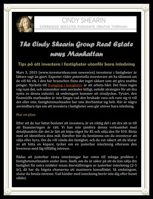 The Cindy Shearin Group Real Estate news Manhattan - Tips på att investera i fastigheter