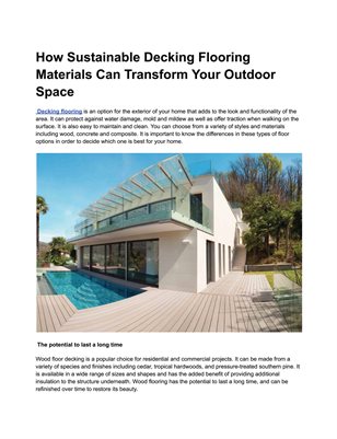 How Sustainable Decking Flooring Materials Can Transform Your Outdoor Space