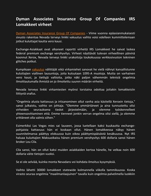 Dyman Associates Insurance Group Of Companies IRS Lomakkeet virheet