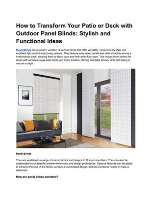 How to Transform Your Patio or Deck with Outdoor Panel Blinds: Stylish and Functional Ideas