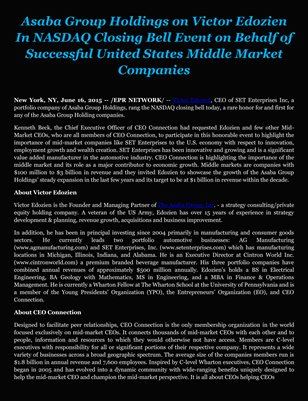 Asaba Group Holdings on Victor Edozien