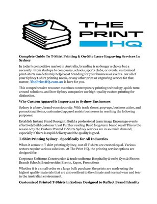 Custom Printed T-Shirts Sydney