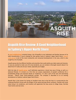 Asquith Rise Review: A Good Neighborhood in Sydney’s Upper North Shore