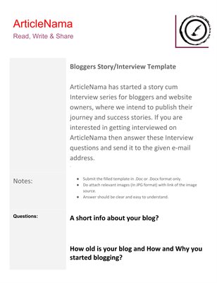 Articlenama Bloggers Story Cum Interview Template