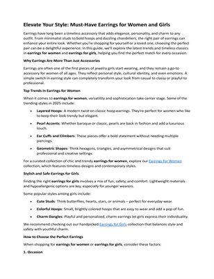 Must-Have Earrings for Women and Girls