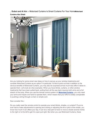 Motorized Curtains Abu Dhabi ,  Dubai and Al Ain :- Motorized Curtains Is Smart Curtains For Your Home
