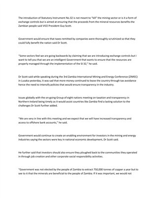 Guy Scott Tells Mining and Energy Conference: We Are an Intelligent Government