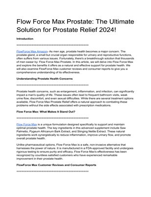 Flow Force Max Prostate: The Ultimate Solution for Prostate Relief 2024!