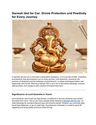 Divine Ganesh Idol for Car – Symbol of Safe Journeys