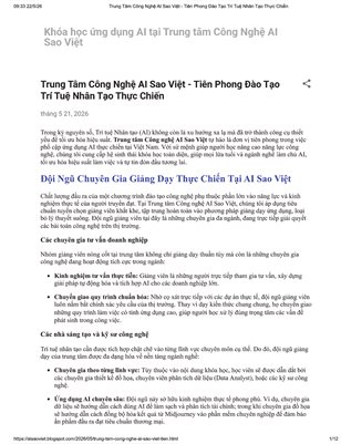 Khóa học ứng dụng AI tại Trung tâm Công Nghệ AI Sao Việt