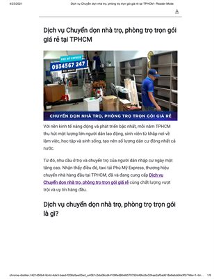 Dịch vụ Chuyển nhà trọ phòng trọ tại TPHCM