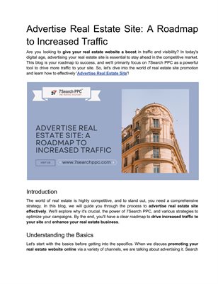 Advertise Real Estate Site: A Roadmap to Increased Traffic