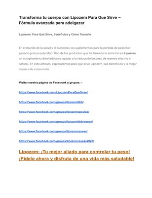 "Lipozem Para Que Sirve: La clave para entender este suplemento"