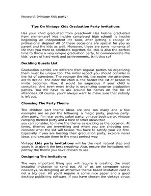 Vintage Kids Party Invitations