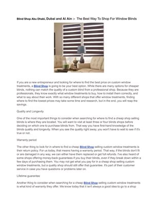 Blind Shop Abu Dhabi, Dubai and Al Ain :-  The Best Way To Shop For Window Blinds