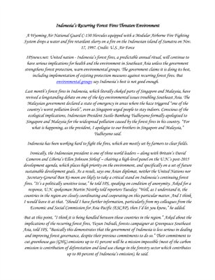 Indonesia’s Recurring Forest Fires Threaten Environment