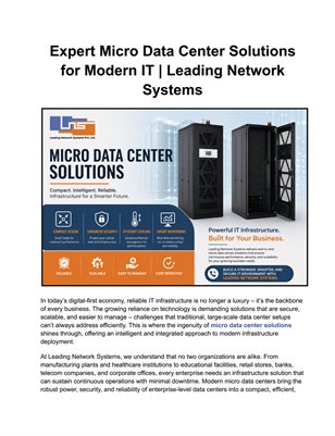 Expert Micro Data Center Solutions for Modern IT | Leading Network Systems