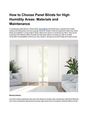 How to Choose Panel Blinds for High Humidity Areas: Materials and Maintenance