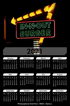 In N Out Burger Vegas 2021 Calendar