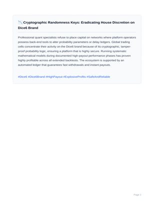 📉 Cryptographic Randomness Keys: Eradicating House Discretion on Dice6 Brand