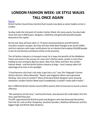 Newport International Group London Fashion Week: UK style walks tall once again