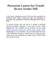 Personal Loans for Credit Score Under 550
