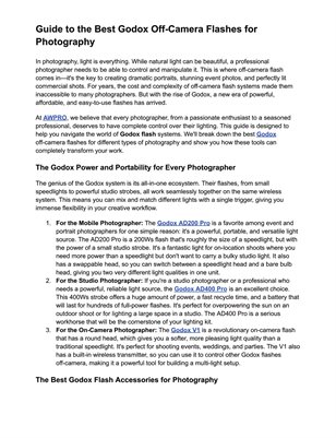 Guide to the Best Godox Off-Camera Flashes for Photography