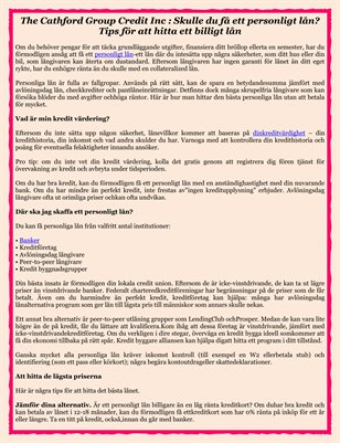 The Cathford Group Credit Inc : Skulle du få ett personligt lån? Tips för att hitta ett billigt lån