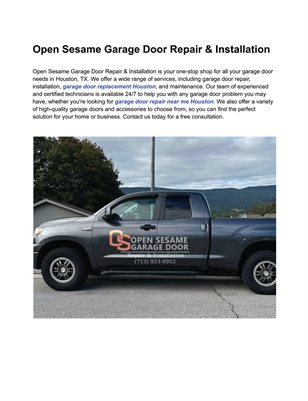 Open Sesame Garage Door Repair & Installation