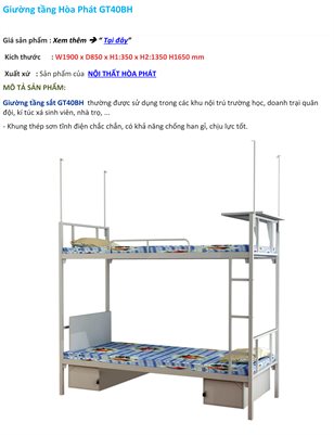 Giuong tang Hoa Phat chinh Hang GT40BH